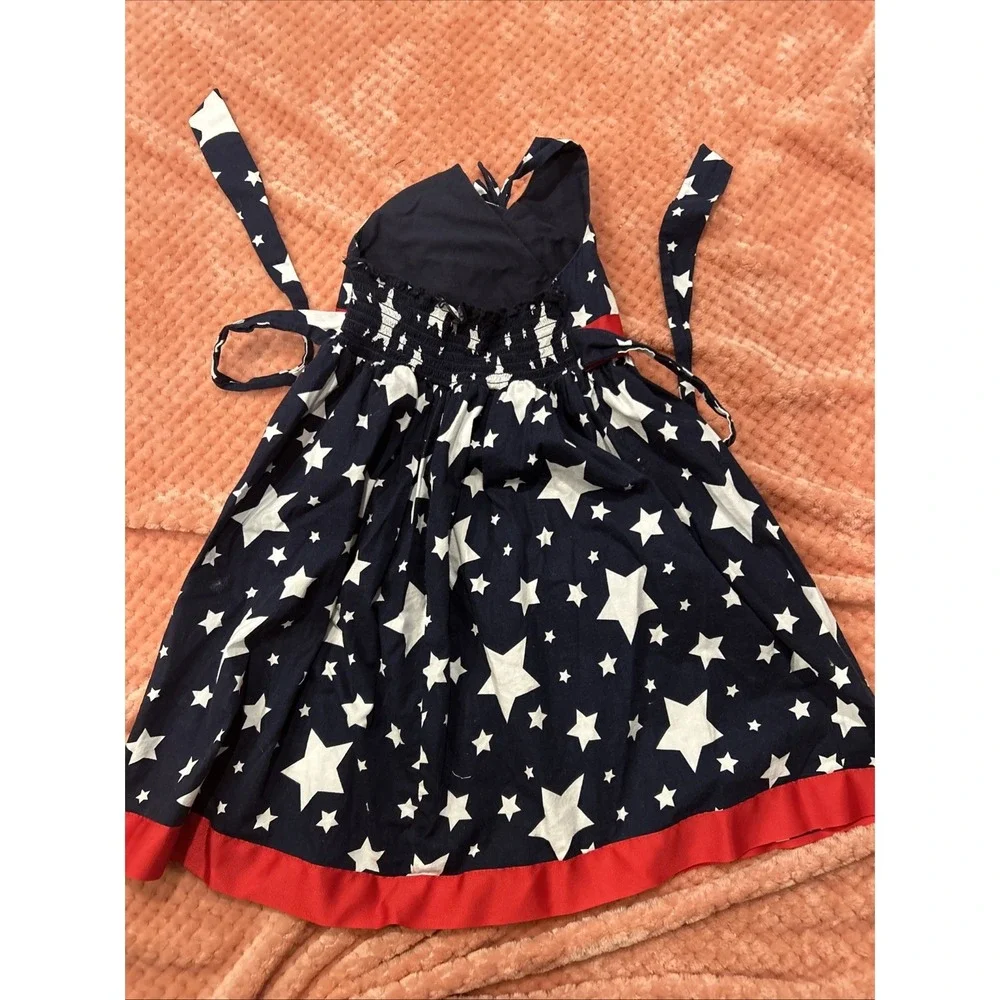 Girls JESSICA ANN‎ red white blue sundress 6x patriotic dress stars bow July 4th